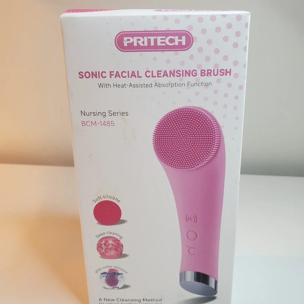 Pritech Sonic Facial Cleansing Brush Heat-Assisted Pink BCM-1485 NWT